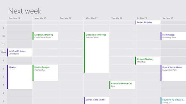 Приложението Calendar предлага удобен режим за преглеждане по седмици