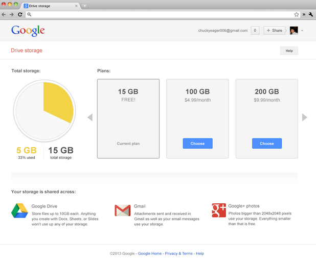 Потребителите на Google Drive, Gmail и Google+ Photos вече ще имат на разположение 15 GB безплатно пространство за съхранение