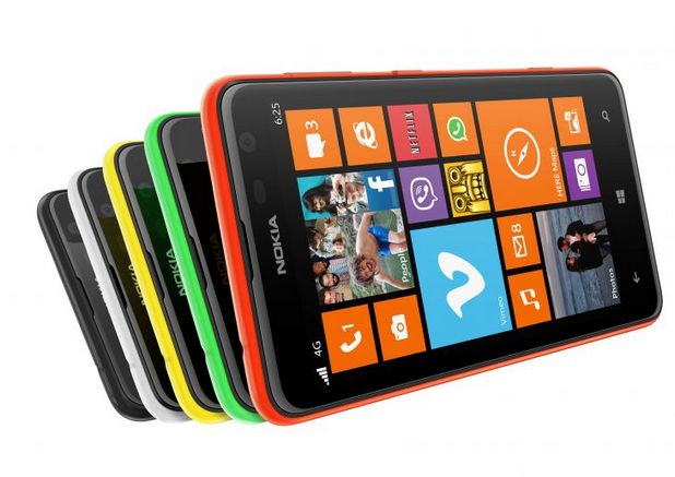 Lumia 625 ще се продава в оранжев, жълт, ярко зелен, бял и черен цвят,  заедно с множество сменяеми панели