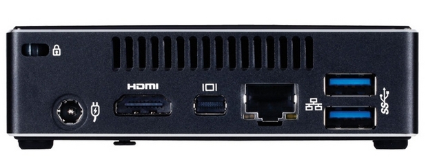 Gigabyte Brix предоставя портове Gigabit Ethernet, USB 3.0, SPDIF, HDMI и Mini DisplayPort