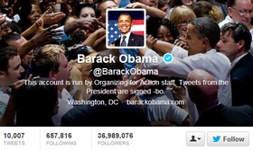 Над 50% от близо 37-те милиона последователи на Обама в Twitter са фалшиви