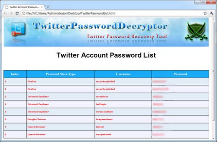 Twitter Password Decryptor може да работи с всички популярни браузъри