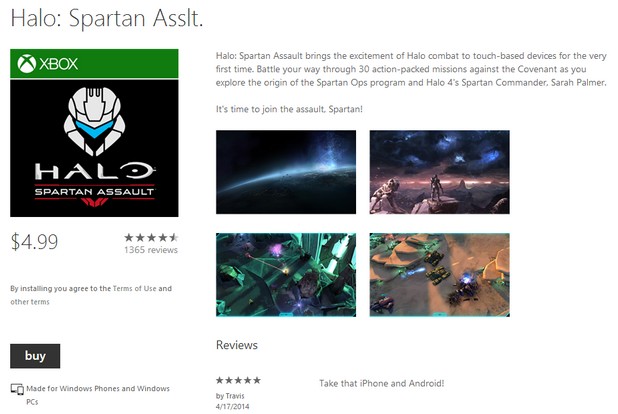Шутърът „Halo: Spartan Assault” може да се изпълнява както на Windows компютри, така и на Windows Phone устройства