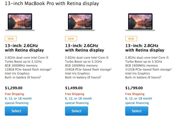 Новите модели Retina MacBook Pro са достъпни за поръчки в онлайн магазина Apple Store