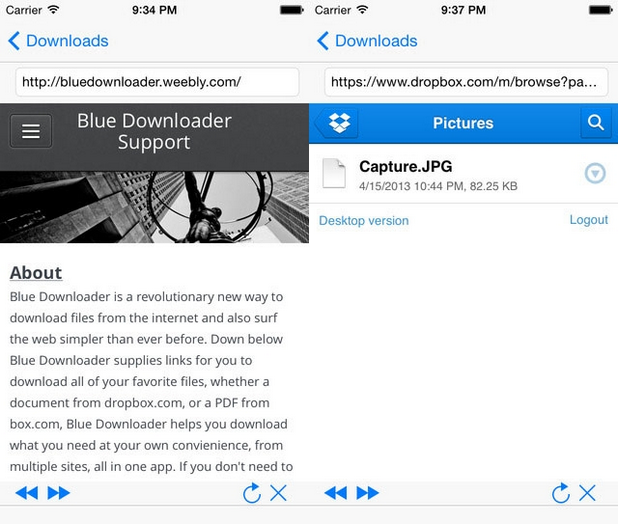 Blue Downloader позволява сваляне на файлове от избрани торенти директно на iPhone и iPad