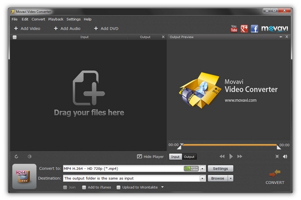 Movavi Video Converter преобразува видео, аудио и DVD¬-та в множество формати