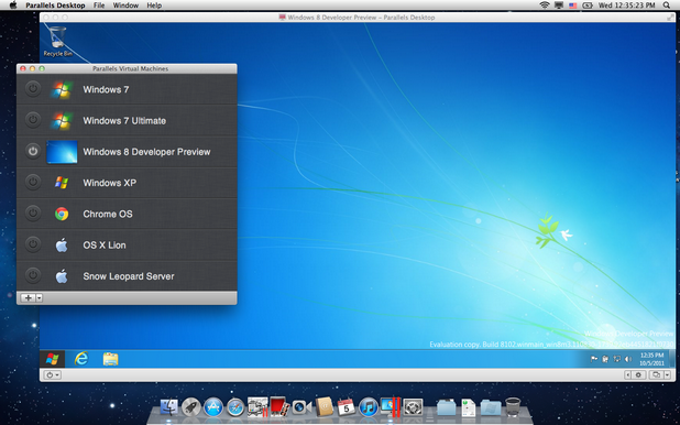 Parallels Desktop създава виртуална Windows машина в средата на Mac OS X