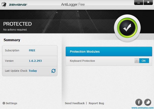 Zemana AntiLogger Free се явява ефективен инструмент за сигурност при въвеждане на логини и пароли в Windows