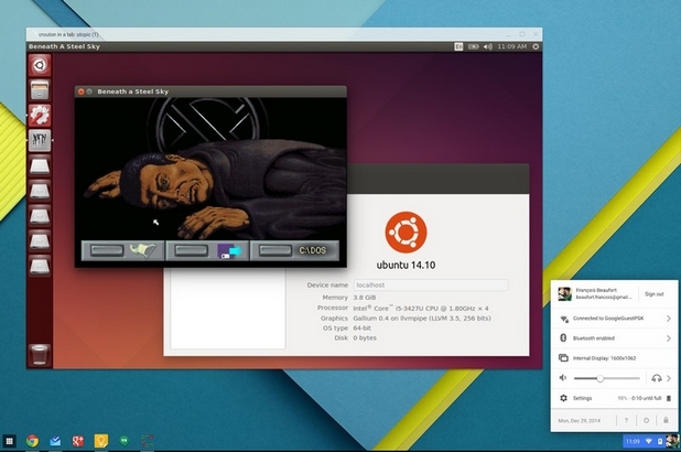 С няколко лесни операции потребителите на хромбуци получават достъп до пълноценна Linux система в прозорец на Chrome OS