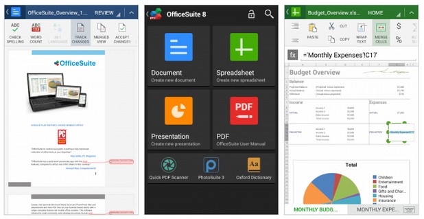 OfficeSuite позволява лесно преглеждане, редактиране и създаване на документи с мобилни Android и iOS устройства