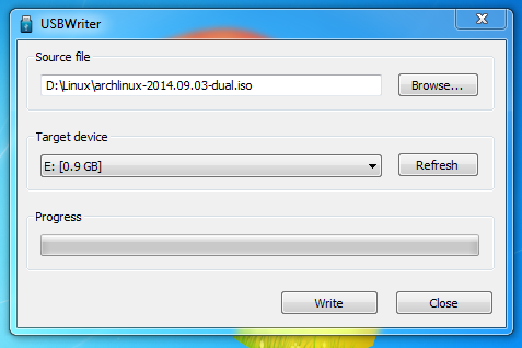 USBWriter записва ISO файлове директно на USB флашка