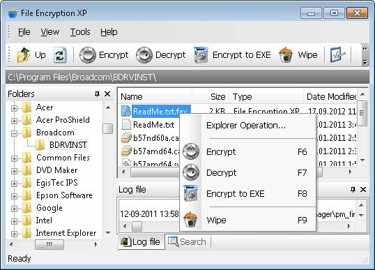 File Encryption XP има изчистен интерфейс и включва редица полезни инструменти