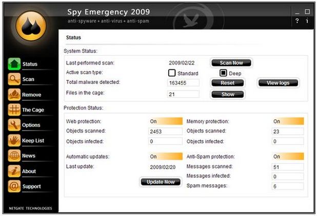 Spy Emergency допълва антивирусните решения, като предпазва от специфични заплахи