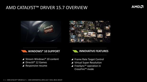 AMD Catalyst 15.7 ще бъде изцяло интегриран в Windows 10 като част от актуализациите на драйверите за платформата