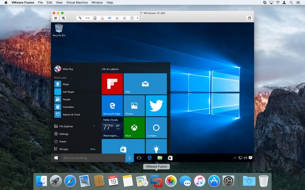 VMware Fusion 8 поддържа Windows 10 в среда OS X, вкл. функционалността на гласовия помощник Cortana