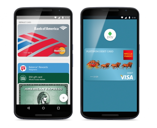 Android Pay поддържа карти Visa, MasterCard, American Express и Discover от редица популярни банки и кредитни организации на САЩ