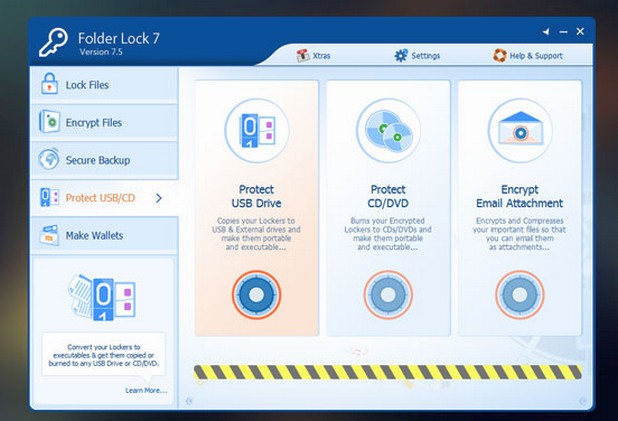 Освен защита на файлове и папки на диска, Folder Lock поддържа и сигурно съхранение на преносими носители