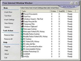 Free Internet Windows Washer чисти следите от над 100 приложения, вкл. популярни браузъри
