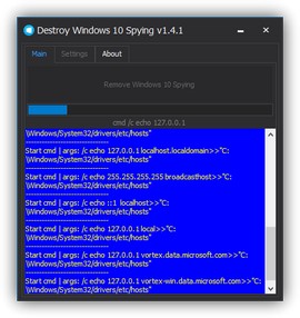 Destroy Windows 10 Spying предотвратява следеното от операционната система