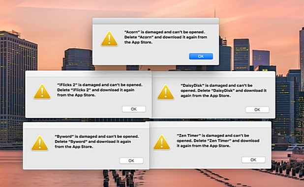 Потребители на Mac се натъкнаха миналия четвъртък на различни съобщения за грешки при работа с приложенията