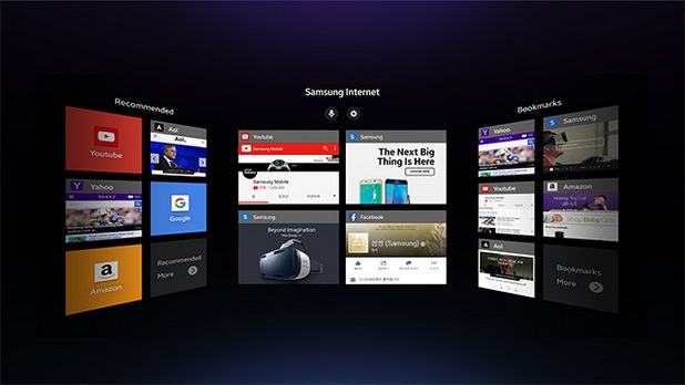 С помощта на браузъра Samsung Internet for Gear VR специалния браузър потребителите могат да гледат онлайн видео без предварително да го зареждат на смартфона