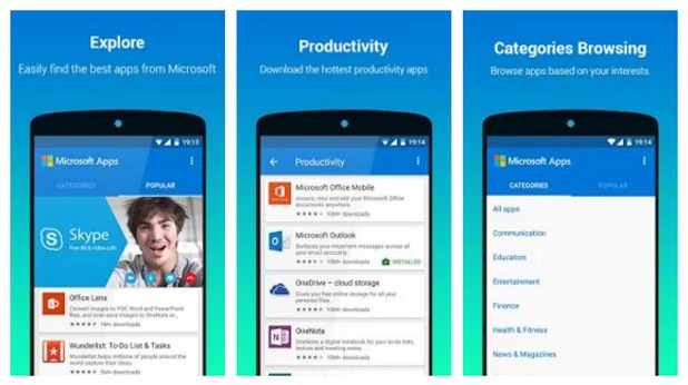 Microsoft Apps дава бърз достъп до съответните приложения на Microsoft в Google Play