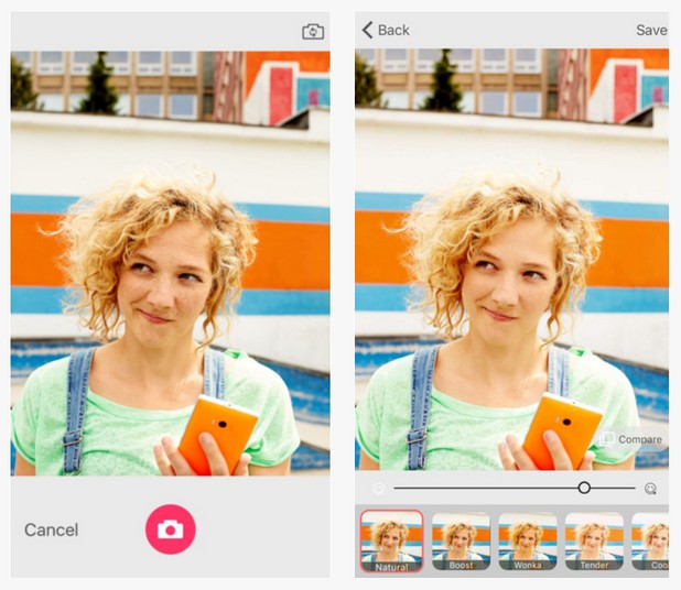 Microsoft Selfie може да подобри снимката автоматично или да позволи на потребителите ръчно да настроят всички параметри