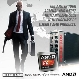 При покупка на графични карти AMD Radeon R9 390/390X и 6- или 8-ядрени процесори FX, геймърите ще получат безплатно екшън играта Hitman