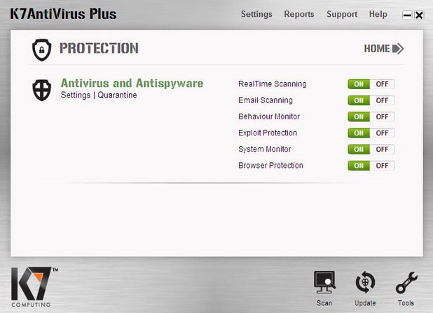 K7 AntiVirus Plus пази от заплахи в реално време и поддържа автоматични ъпдейти