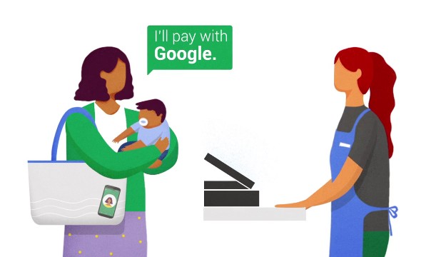 Всичко, което трябва да направи потребителят, е да каже не касиера, че ще плати с Google