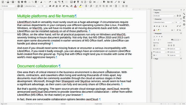 Обновеният LibreOffice позволява създаване на непрекъснат поток от текст, без бели пространства между страниците
