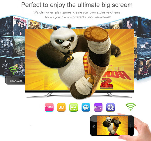 Благодарение на ТВ донгъла, можете лесно и удобно да гледате на големия екран видео и фотоалбуми, кактои  да играете, ползвайки съдържанието на смартфона или таблета