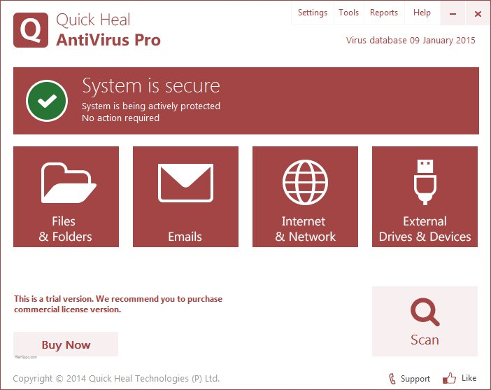 Quick Heal Antivirus Pro защитава от вируси проверява е пощата и