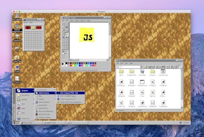 Софтуерът позволява пускане на класически игри като DoomЕмулаторът Windows 95