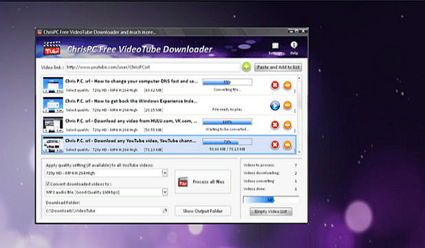 Избира най-доброто налично качество, преобразува форматиChrisPC VideoTube Downloader Pro може
