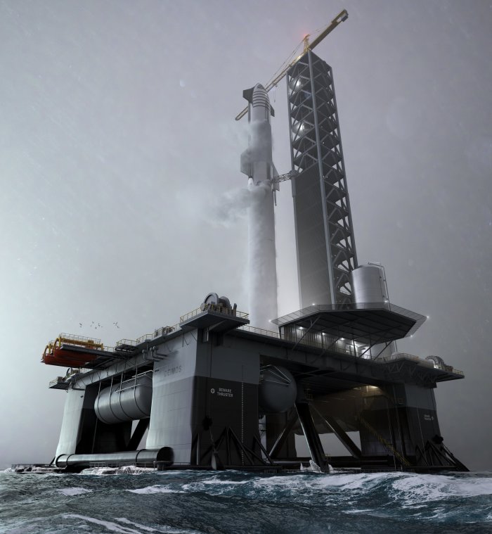 Океанската платформа Деймос за излитане и кацане на Starship кораби(снимка:
