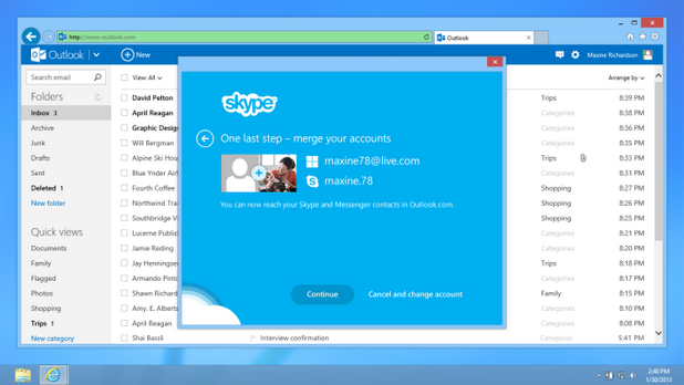 Новата функционалност изисква обединяване на акаунтите в Skype и Microsoft 