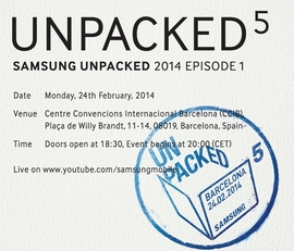 Очаква се Samsung да покаже Galaxy S5 на събитието Unpacked 5 в Барселона 