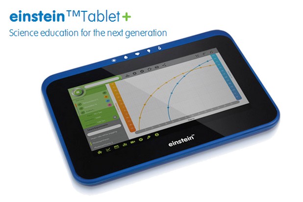 einstein Tablet+ се предлага с набор от вградени датчици и мултимедийни експерименти по различни науки