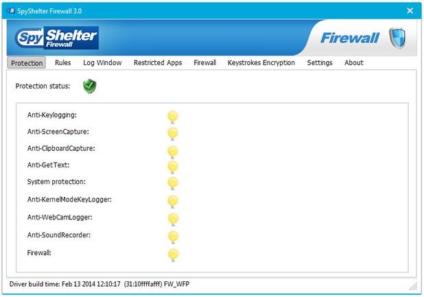 SpyShelter Firewall има опростен интерфейс, съчетава защитна стена и анти-кийлогър