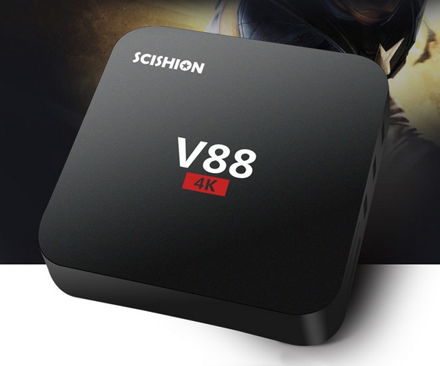 V88 TV Box има размери 11,60x11,60x2,50 см и тежи само 143 грама