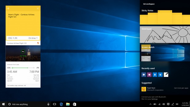 Microsoft набляга на новите възможности за работа с цифрово перо чрез панела Windows Ink, разположен вдясно на екрана