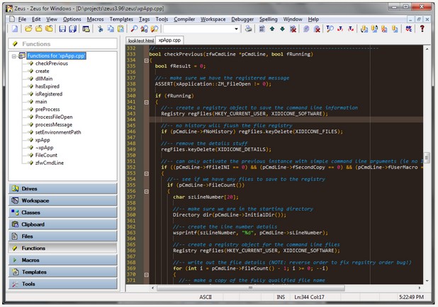 Zeus IDE is a well-structured development environment with a built-in debugger and compiler
