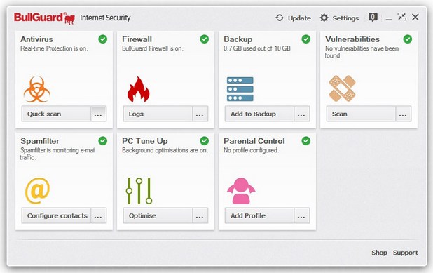 BullGuard Internet Security интегрира множество инструменти за защита в едно приложение