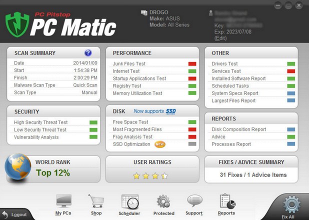 PC Matic сканира цялостно компютъра за проблеми, които влошават производителността