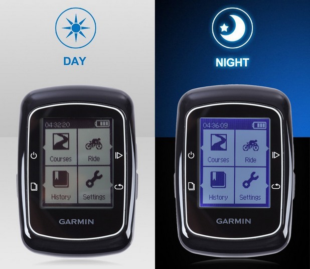 Garmin Edge 200 поддържа пет режима на задно осветяване