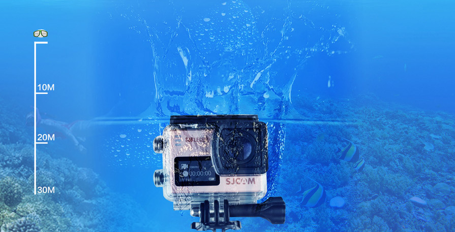Екшън камерата може да снима под вода на дълбочина до 30 метра