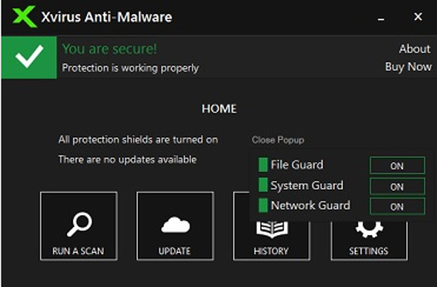 Поддържа няколко щита за файловете системата и мрежатаXvirus Anti Malware предлага