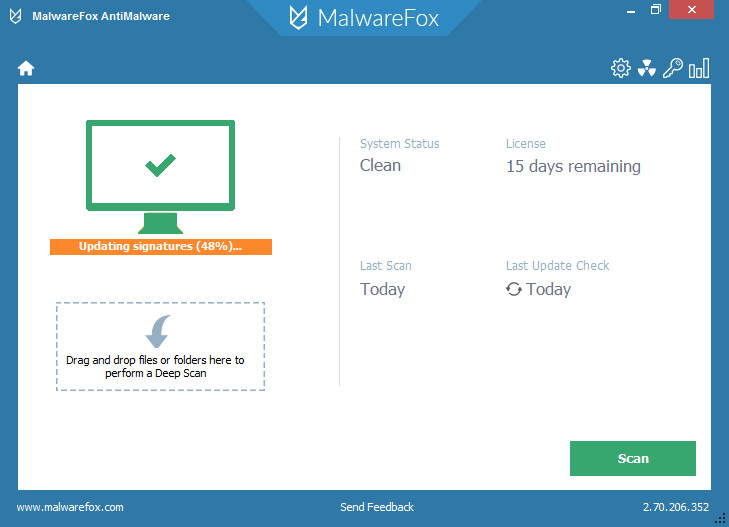 Включва и скенер за откриване на проникнали заразиMalwareFox AntiMalware включва