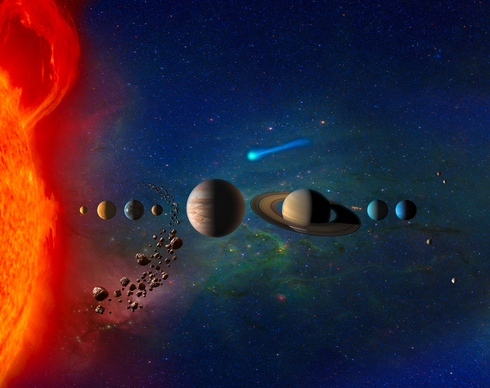 Планетите в нея се различават съществено по размерите сиПланетите в